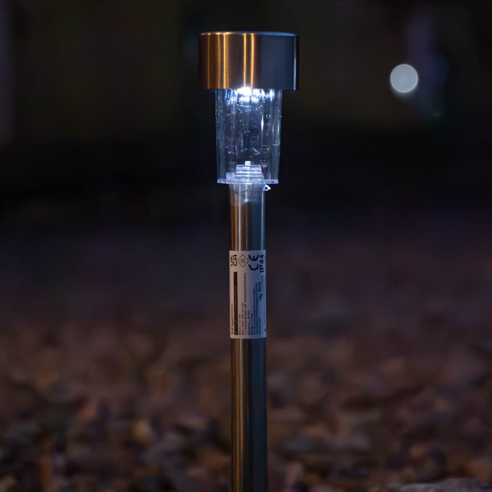 image 1 of 36cm 10 White LED Stainless Steel Solar Garden Path Lights