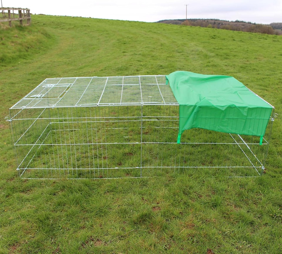 image 1 of Actiaspet - Metal Run for Rabbit/Guinea Pig/Chicken/Duck/Ferret/Dog/Cat Pet Enclosure with Roof Sunshade (Grey, XXLarge)