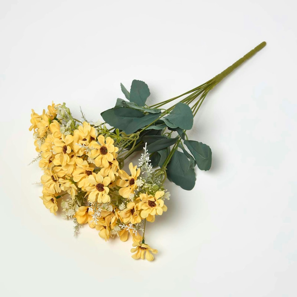 image 1 of Homescapes Artificial Wild Daisy Yellow Bouquet Flower, 46 cm