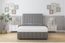 Sloomy Langston Pewter Dumfries Divan Bed With Mattress 2 Drawers Right Side With 26" Strutted Headboard & 12" Matching Footboard 6' Super King | Grey | Pewter | Super King | 1