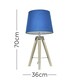 image 3 of ValueLights Distressed Wood and Silver Chrome Tripod Table Lamp with a Navy Blue Tapered Light Shade - Complete with a 6w LED GLS Bulb 3000K Warm White