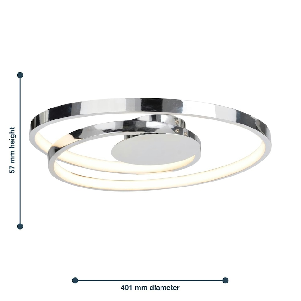 image 1 of First Choice Lighting Polished Chrome LED Swirl Flush Fitting Chrome