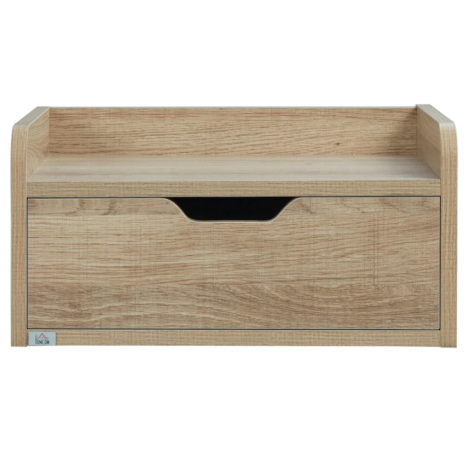 image 1 of HOMCOM Floating Nightstand Set of 2, Nightstand with Drawer, Rustic Brown