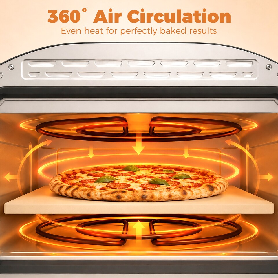 image 1 of HOMCOM Pizza Oven Indoor, 12 Inch Electric Countertop Pizza Maker, 2200W