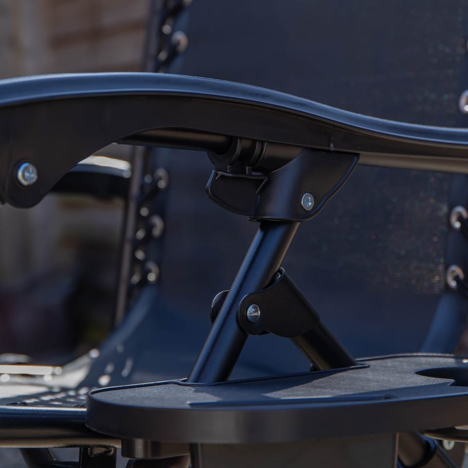 image 1 of Set of 2 Black Multi Position Textoline Zero Gravity Garden Relaxer Chair Lounger | Black | Black