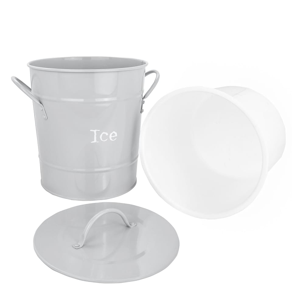 image 1 of Harbour Housewares Vintage Metal Ice Bucket with Scoop - Grey