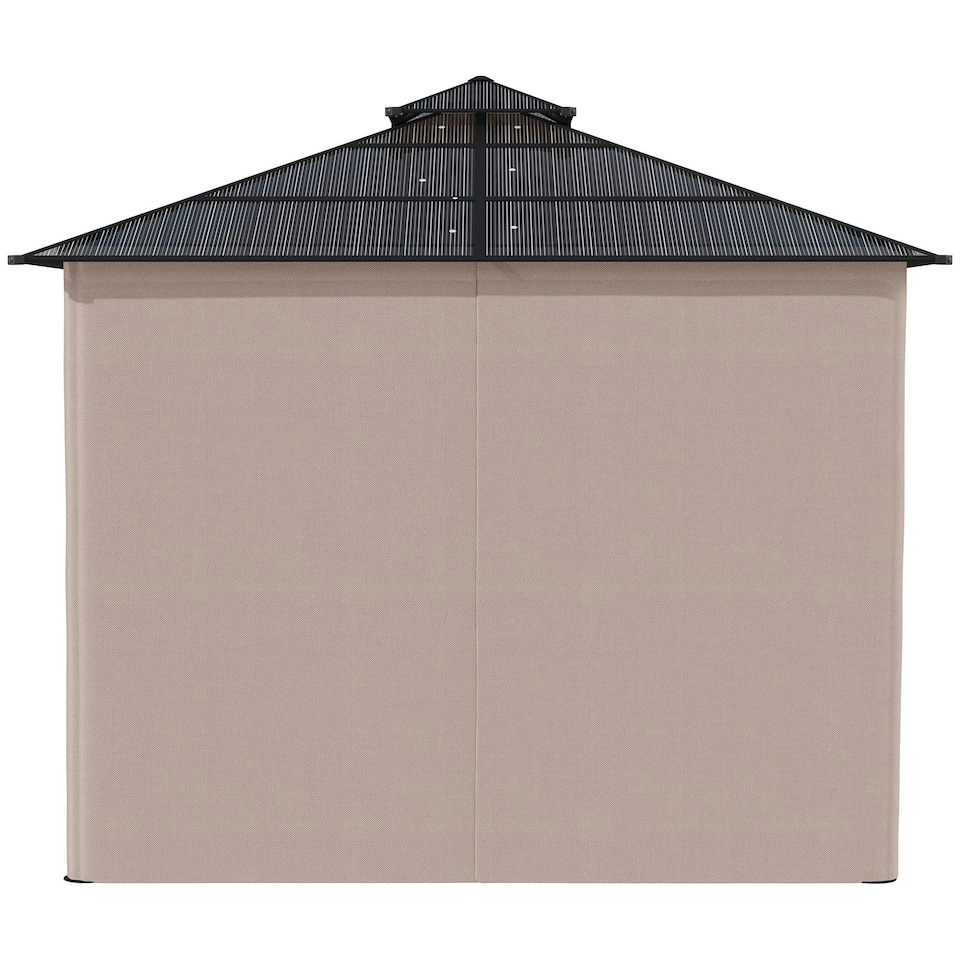 image 1 of Outsunny 3 x 3 (m) Double Roof Hard Top Gazebo w/Nettings & Curtains, Khaki