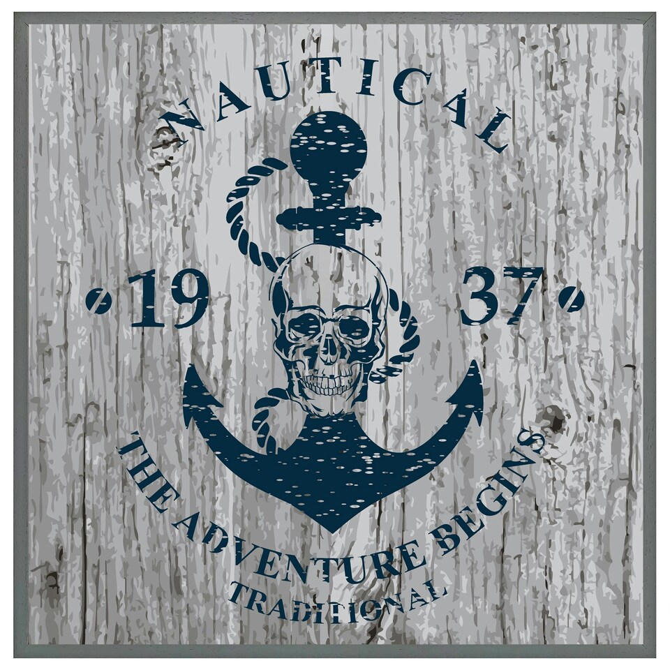 image 1 of Anchor print on wood (Picture Frame) Brown | XL