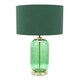image 3 of ValueLights Leigh Green Fabric Drum Shade and Forest Green Glass Gold Trim Table Lamp & LED Bulb