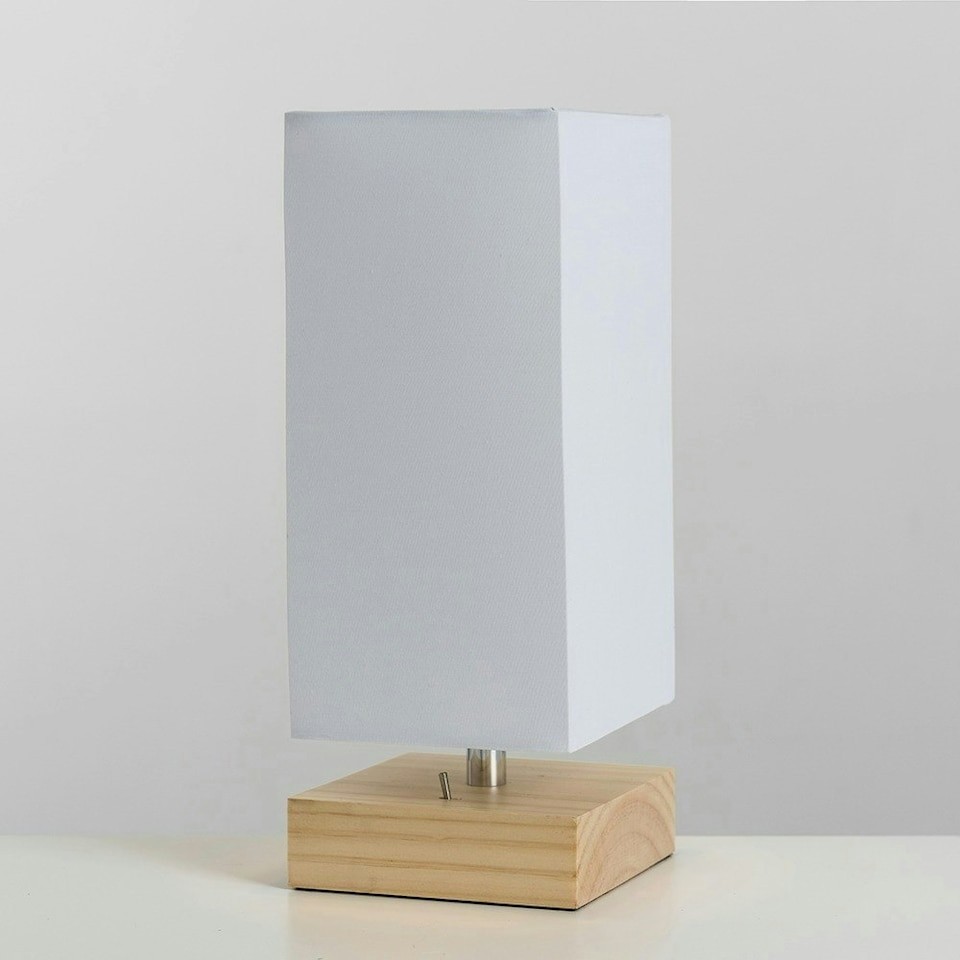 image 1 of ValueLights Alfis Pair of Pine Wood & White Bedside Table Lamps with USB Charging Port - Complete with 4w LED Bulbs 3000K