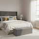 image 2 of 137cm Wide Lux Ottoman Storage Box, Grey Velvet Upholstered Full Striped Storage Ottoman Box