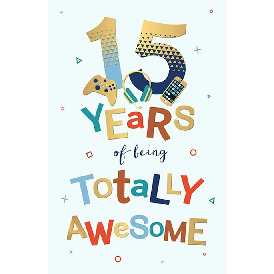 Words 'n' Wishes Age 15 Birthday Card for a Boy, Boys Birthday Card 15th Birthday, Multi-Coloured