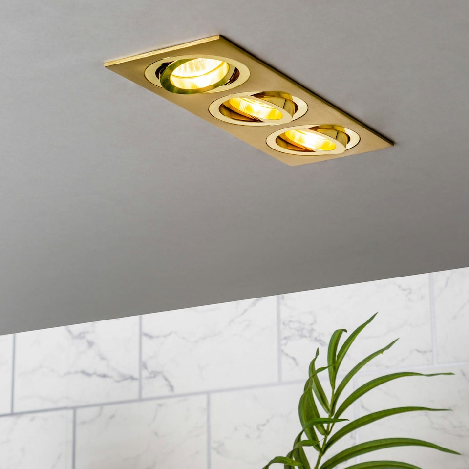 image 1 of BHS Faina 3 Light Adjustable Triple Recessed Spotlight | Gold | Brass | 1