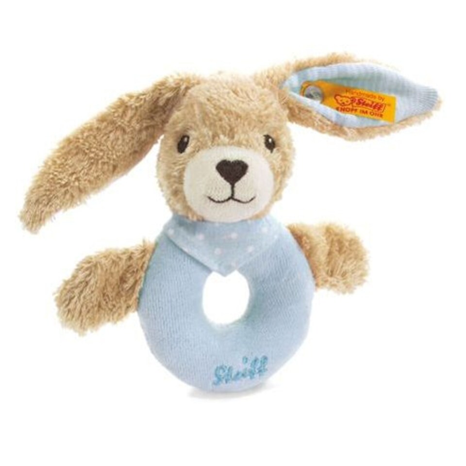 Hoppel Rabbit Grip Toy With Rattle, Blue