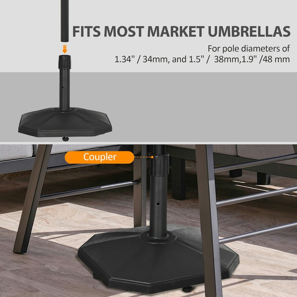 image 1 of Outsunny 18kg Patio Parasol Base Concrete Outdoor Umbrella Stand Holder Black