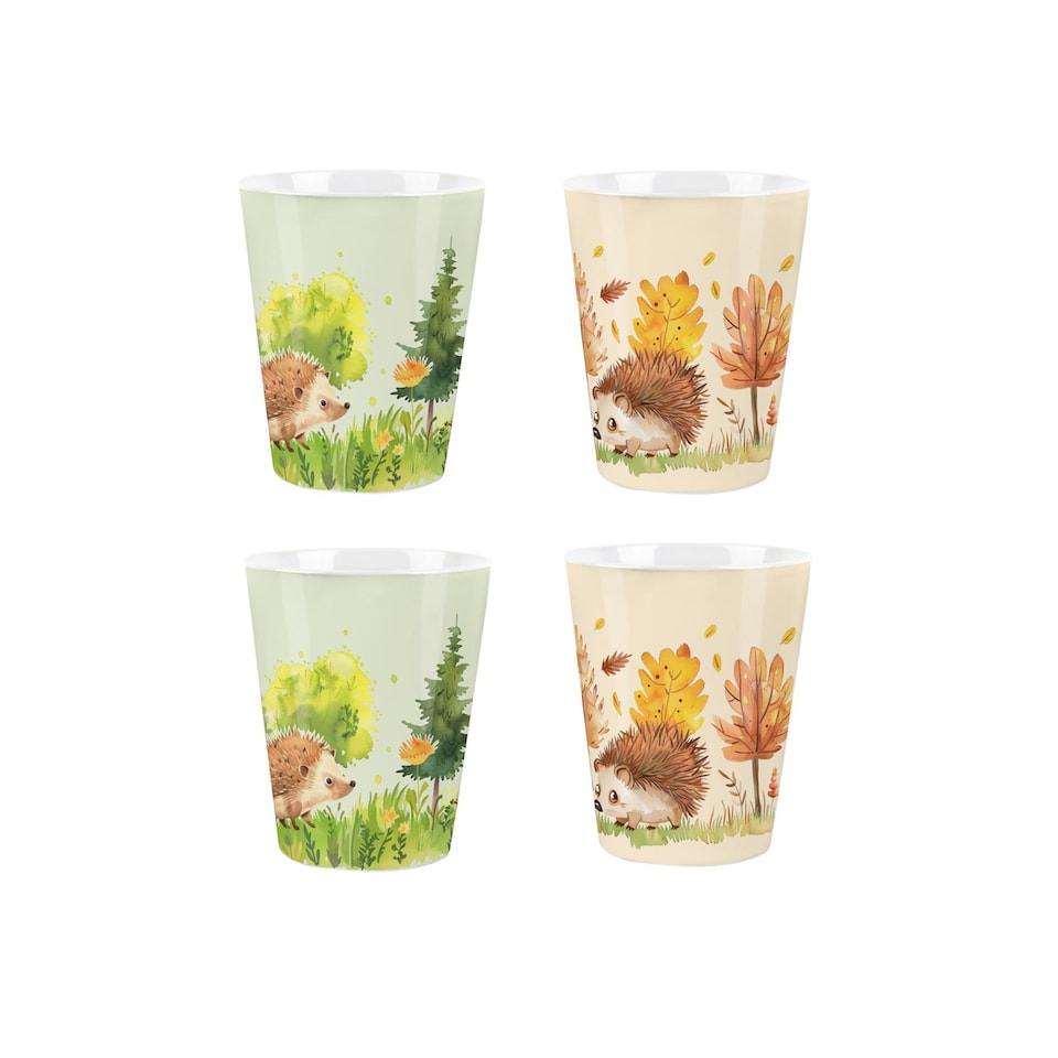 image 1 of Seasonal Hedgehogs Ceramic Egg Cups - Set of 4
