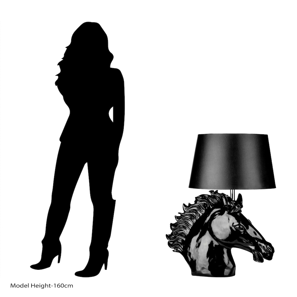 image 1 of Interiors by Premier Caballo Black Polyresin Table Lamp
