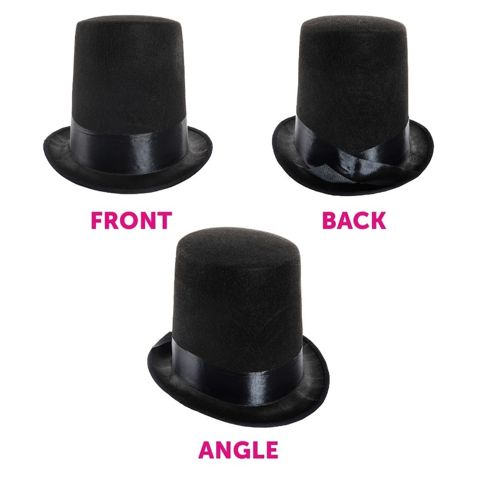 image 1 of Black Felt Stovepipe Top Hat Black | One Size