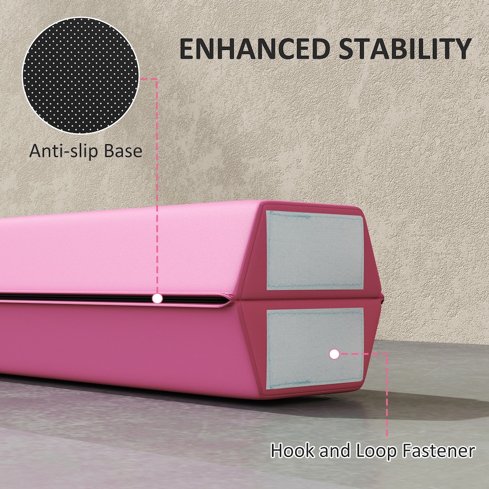 image 1 of SPORTNOW 7.7FT Folding Gymnastics Balance Beam with Anti-Slip Base, Pink