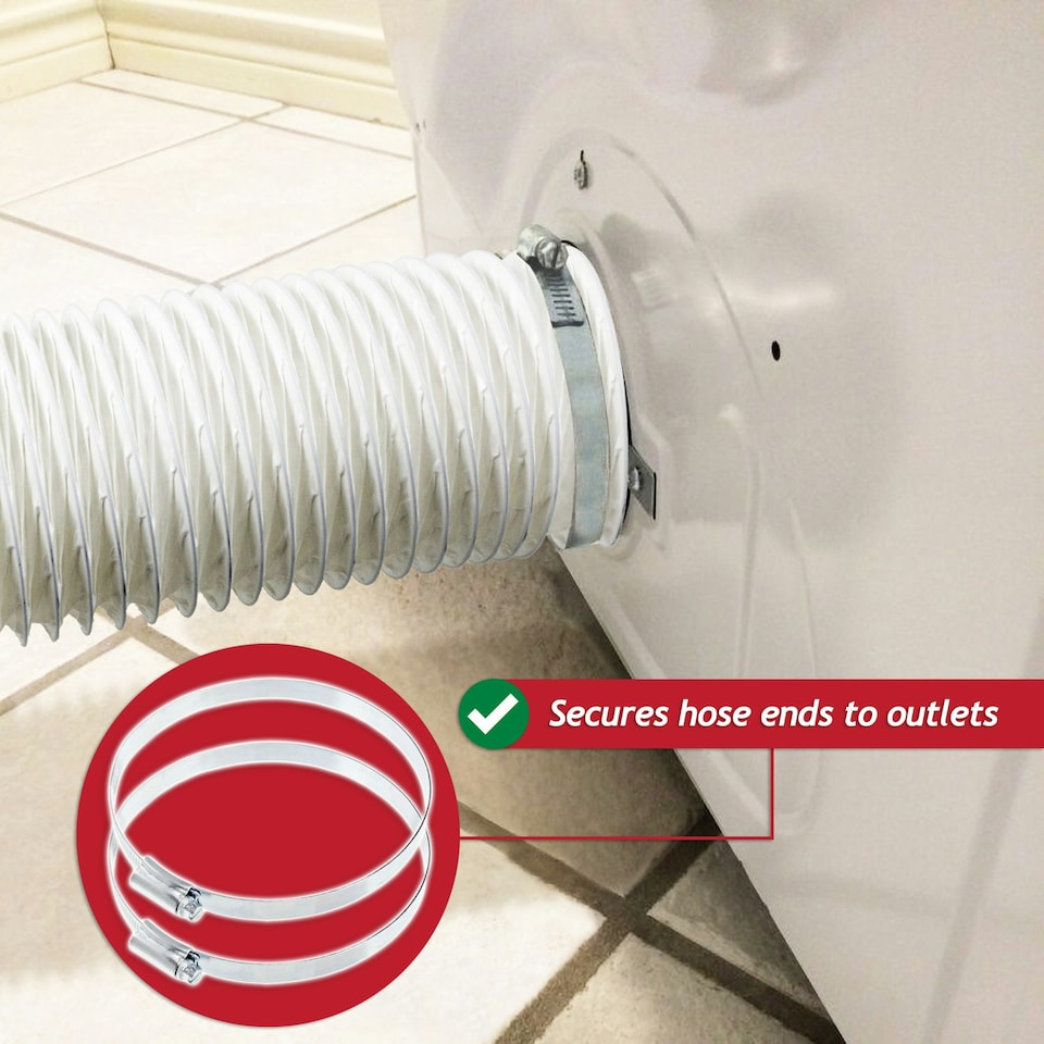 image 1 of SPARES2GO Universal Air Con Vent Hose 6" x 2.5m PVC Aluminium Foil Insulated Portable Air Conditioner Duct Outlet Pipe + Clips White