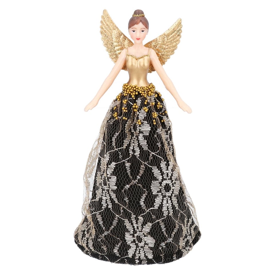 Gisela Graham Christmas Brown and Gold Lace Fairy Tree Topper