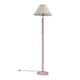 image 1 of ValueLights Bobbles Rose Pink Floor Lamp Blue Trim Scallop Shade & Bulb | Pink
