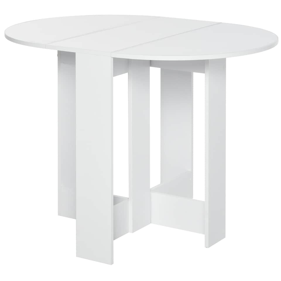 image 1 of HOMCOM Folding Dining Table Foldable Drop Leaf Dinner Table for Kitchen White