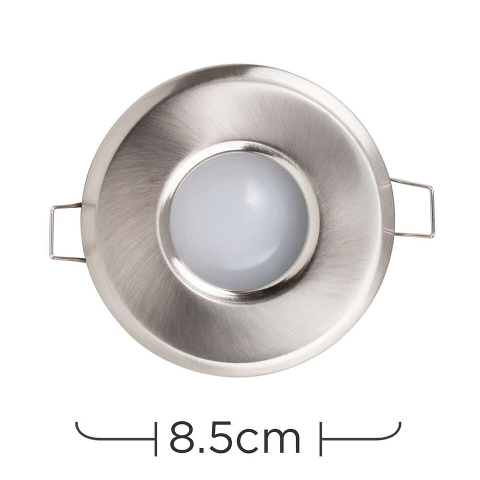 image 1 of ValueLights Downlight IP65 Brushed Chrome Ceiling Light Fitting Single Pack