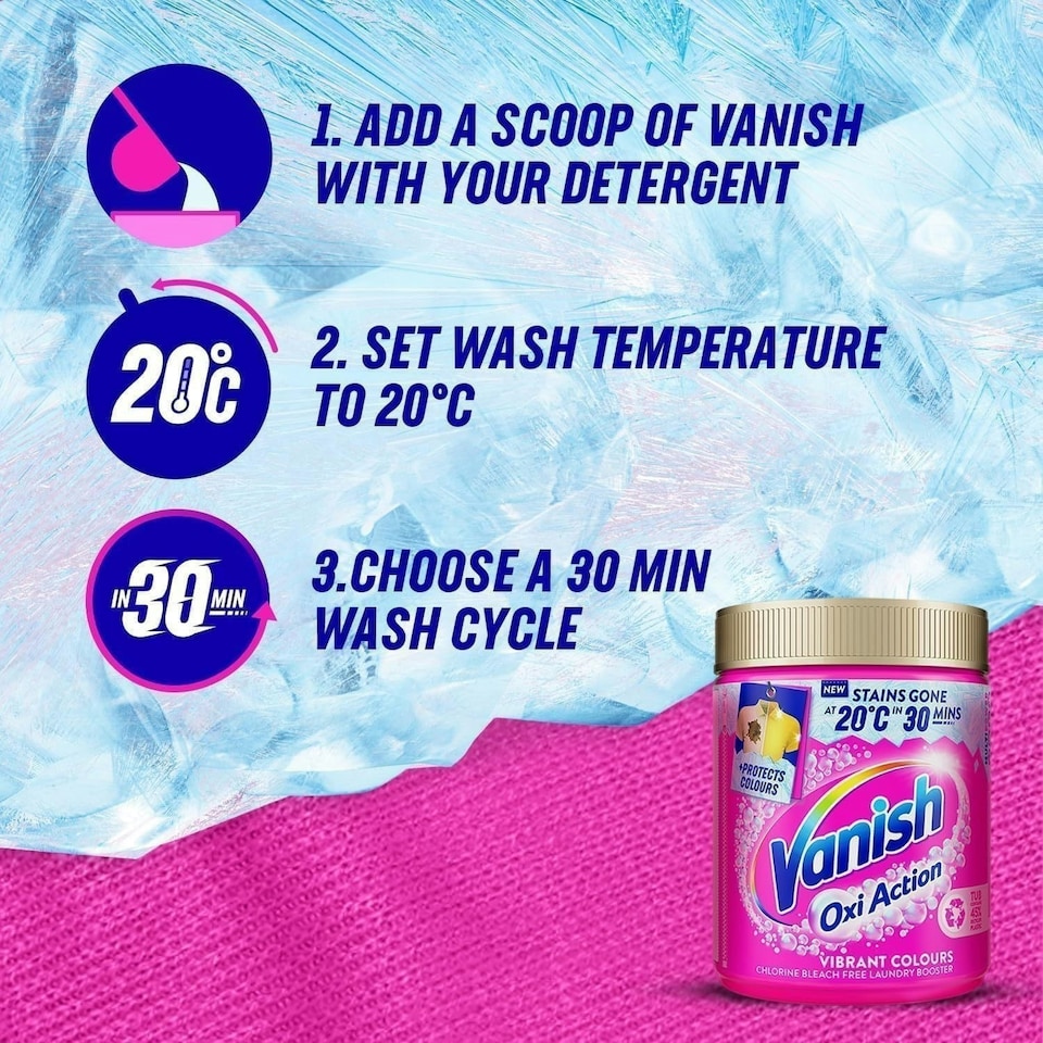 image 1 of 3 x Vanish Oxi Advance Laundry Booster Stain Remover Powder 1.5kg Chlorine-Free