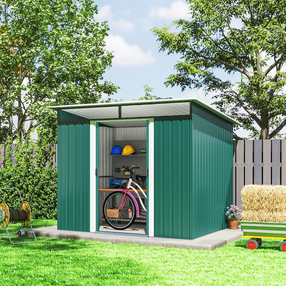 image 1 of Outsunny Garden Shed Outdoor Storage Tool Organizer w/ Double Sliding Door