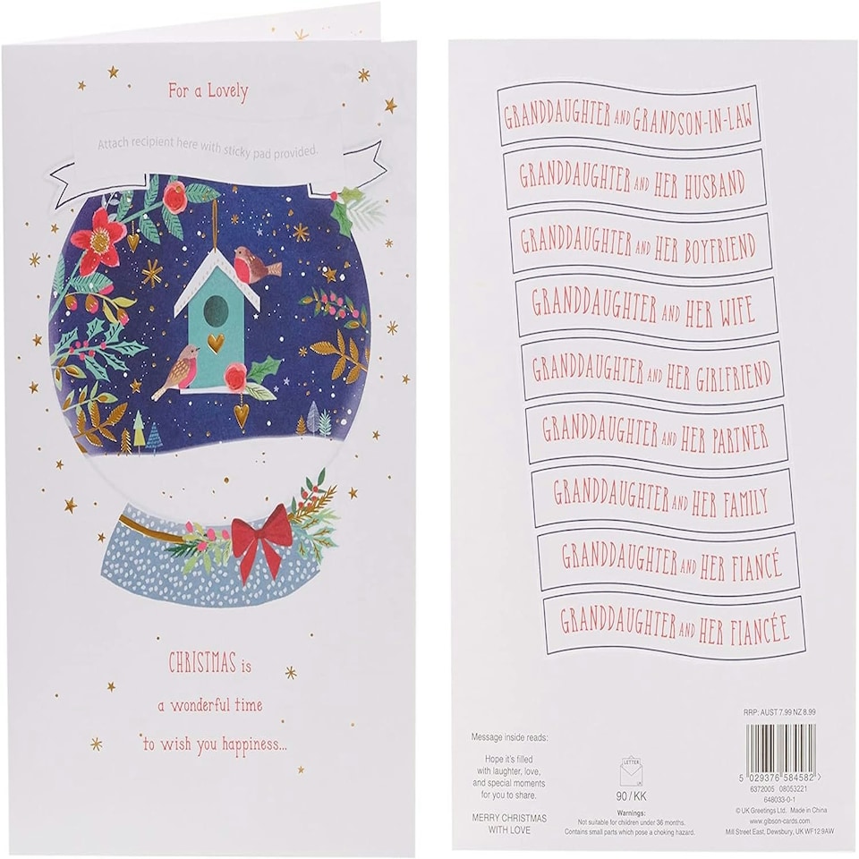 image 1 of Granddaughter & ... Multi Caption Christmas Card & Stick On Captions