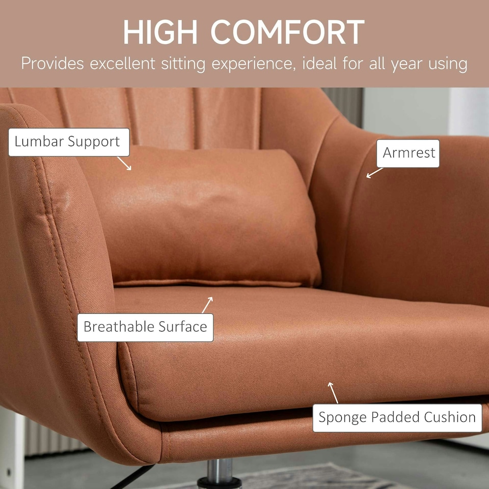 image 1 of HOMCOM Stylish Retro Swivel Tub Chair Steel Frame Cushion Seat Dark Brown
