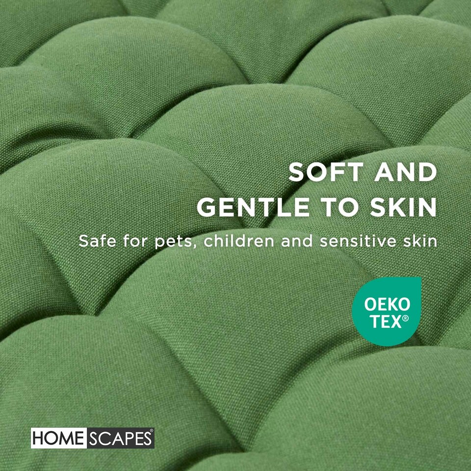 image 1 of Homescapes Garden Bench Cushion Luxury 3 Seater 100% Cotton Indoor Outdoor Seat Pad Green | 143 x 48 cm