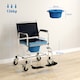 image 7 of HOMCOM Shower Wheelchair, Commode Wheeled Chair with Padded Seat, Backrest