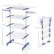 image 5 of HOMCOM 4-Tier Clothes Airer, Stainless Steel Foldable Clothes Drying Rack with Wheels and Wings, Indoor and Outdoor, Easy Assembly, 142 x 55 x 172cm, Blue