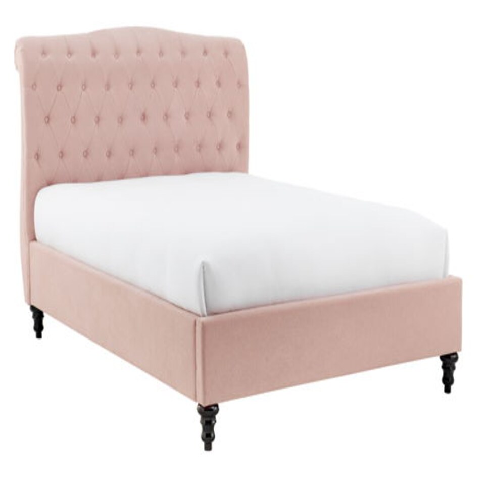 image 1 of 6ft Super King Fabric upholstered, Pink,buttoned back,curved bed, scroll, chesterfield, frame,bedstead