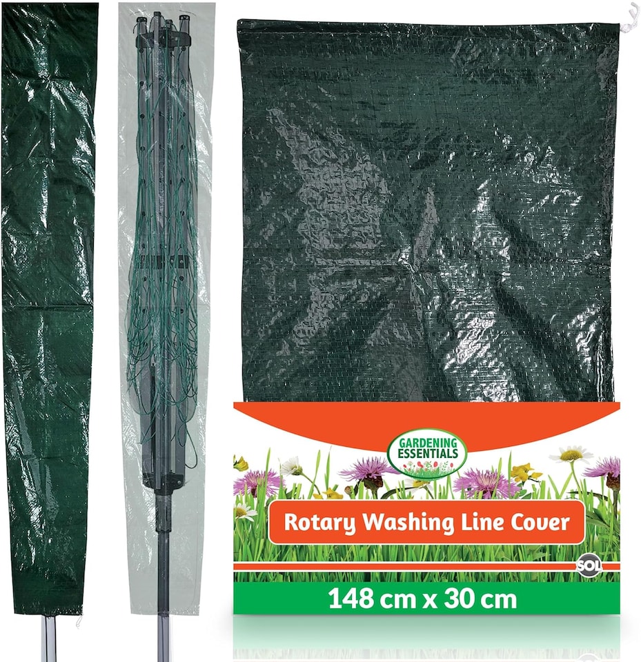 image 1 of Rotary Washing Line Cover 148×30cm – Heavy Duty Waterproof, UV & Tear-Resistant Protector for Outdoor Clothes Airers, All-Weather Use