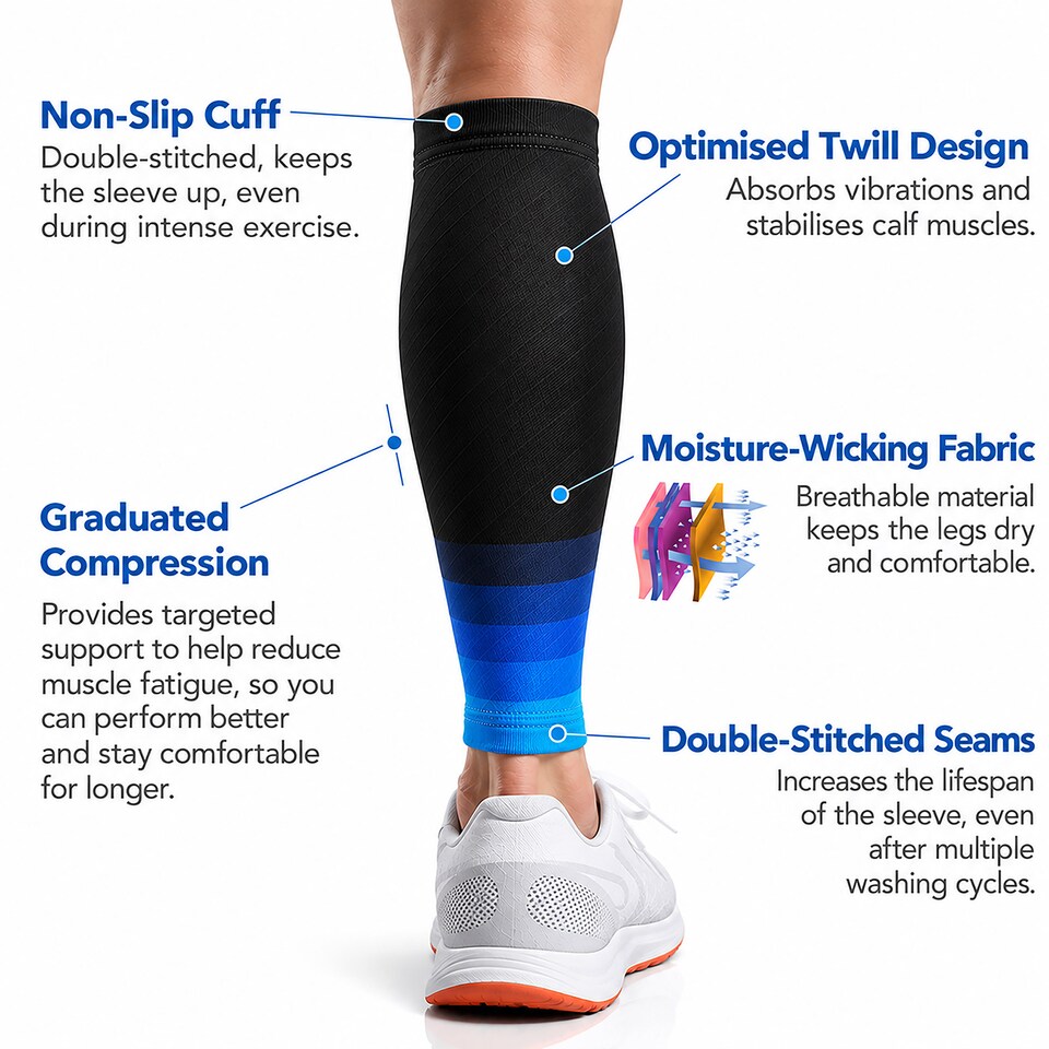 image 1 of aZengear Calf Support Compression Sleeves (Pair) for Women, Men, Running, Shin Splints