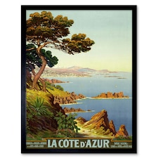 De Tanguy Côte D'azur France Travel Advert 12x16" Framed Wall Art Print