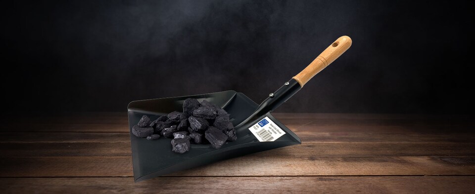 image 1 of Strong Metal Coal Shovel with Wooden 9" Handle Wide Metal Shovel Large Scoop to Easily Collect Coal, Ashes, Garden Wastes