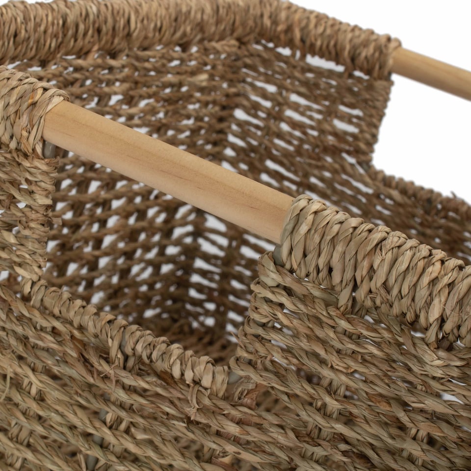 image 1 of Large Nordic Seagrass Storage Basket | Green | Green