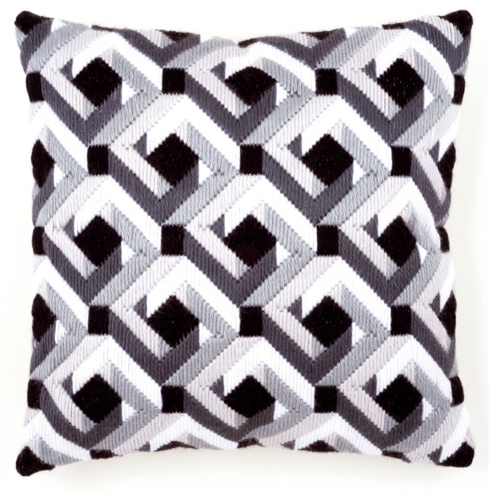 Vervaco L/S CUSH BLACK&WHITE - Long Stitch Kit: Cushion: Black & White