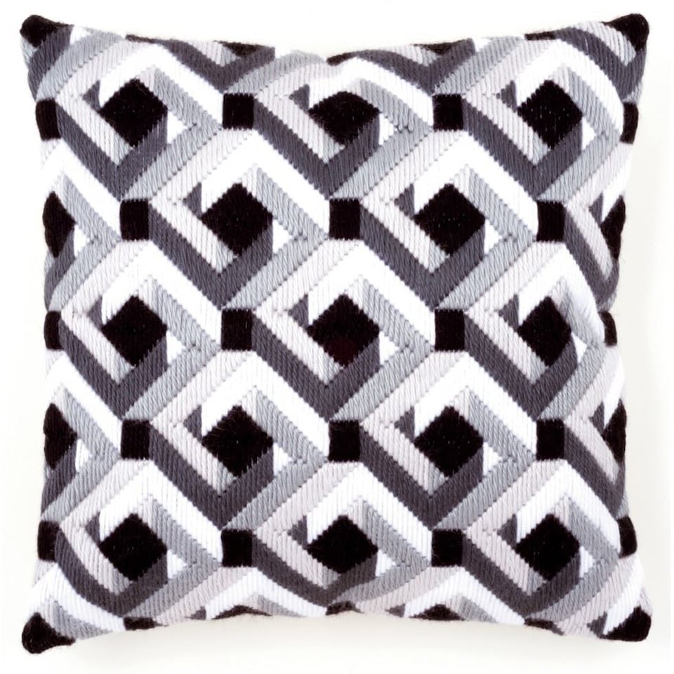 Vervaco Long Stitch Kit Cushion Black & White