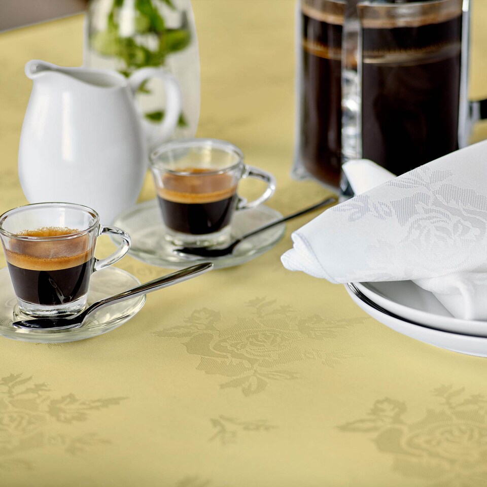 image 1 of Polyester Rose Design Tablecloth | Yellow | Chelsea Yellow | 178cm x 178cm