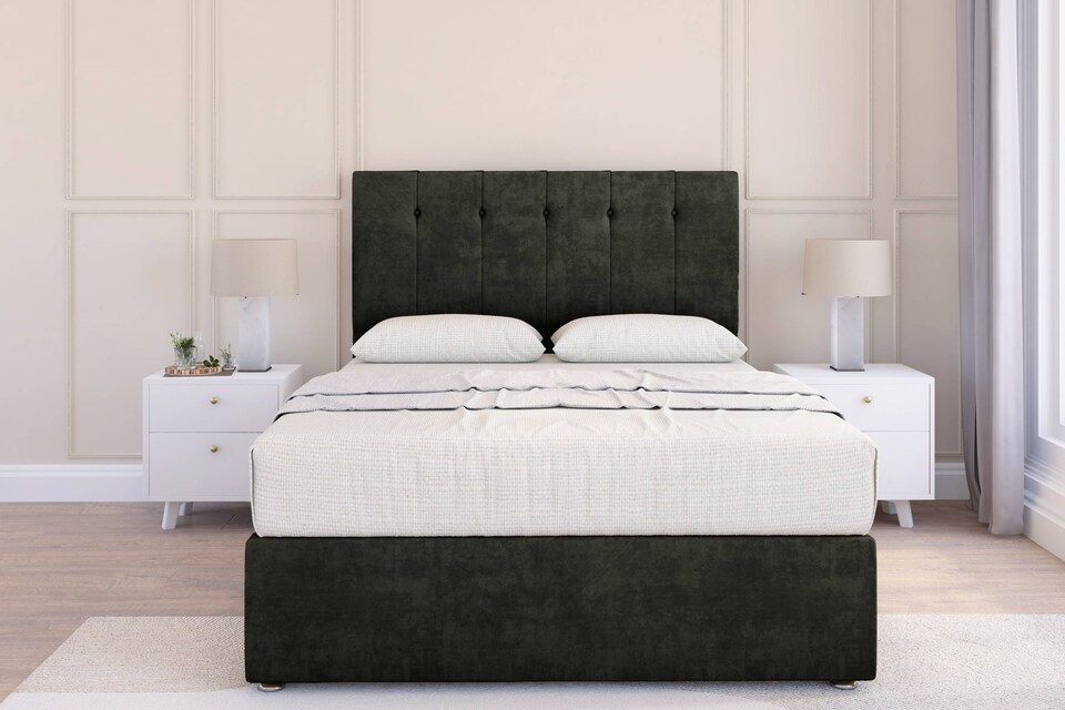 image 1 of Sloomy Highbury Graphite Dumfries Divan Bed Base No Drawers With 54 Inch Floor Standing Headboard | Grey | Graphite | Double | 1