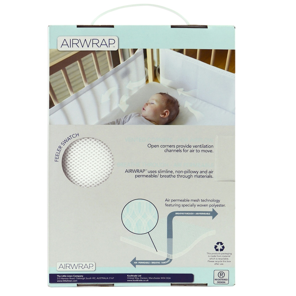 image 1 of Airwrap™ Mesh 4 Sided Cot Liner - Bumper Alternative, White