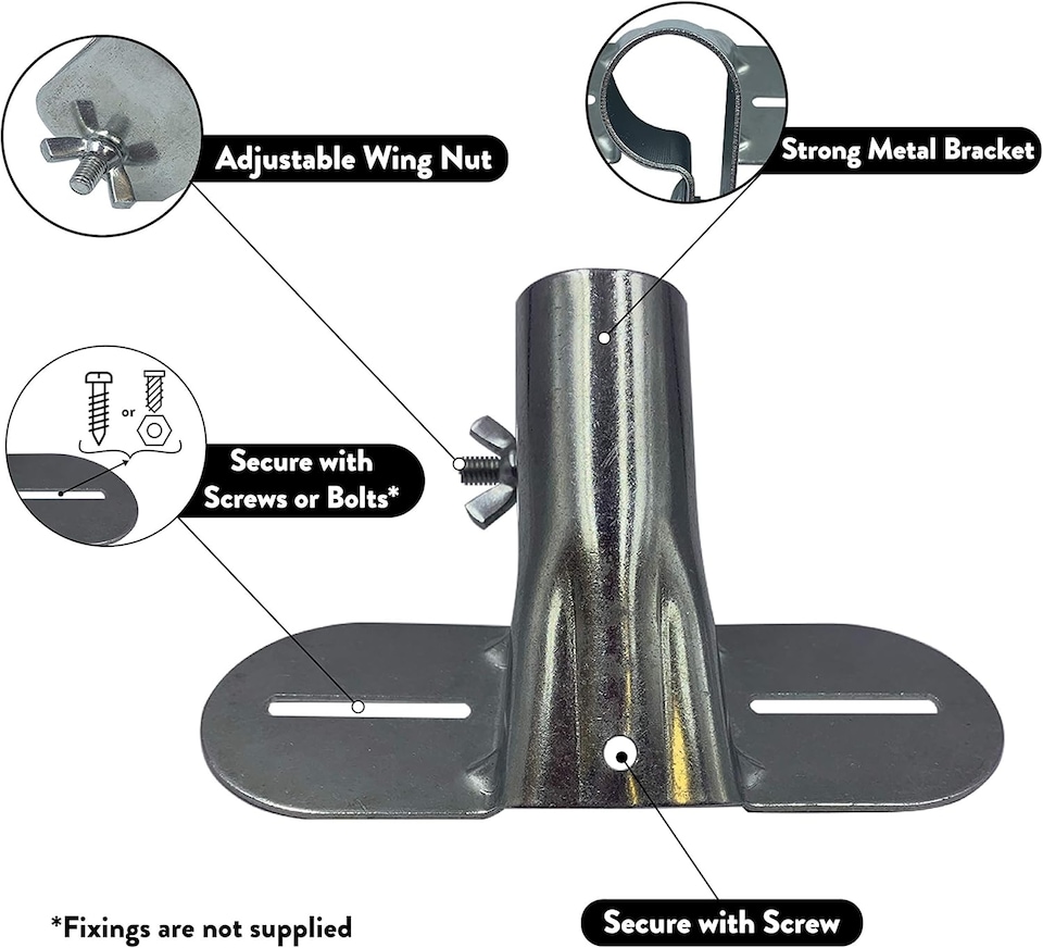 image 1 of Metal Broom Handle Support Bracket Heavy Duty Adjustable Brace for Push Brooms | Silver