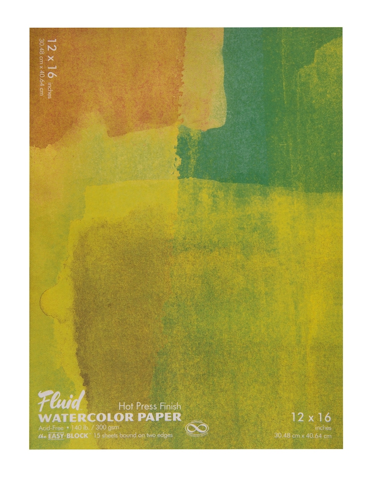 Speedball Fluid Hot Press Watercolour Paper Block, White, 12 x 16inch