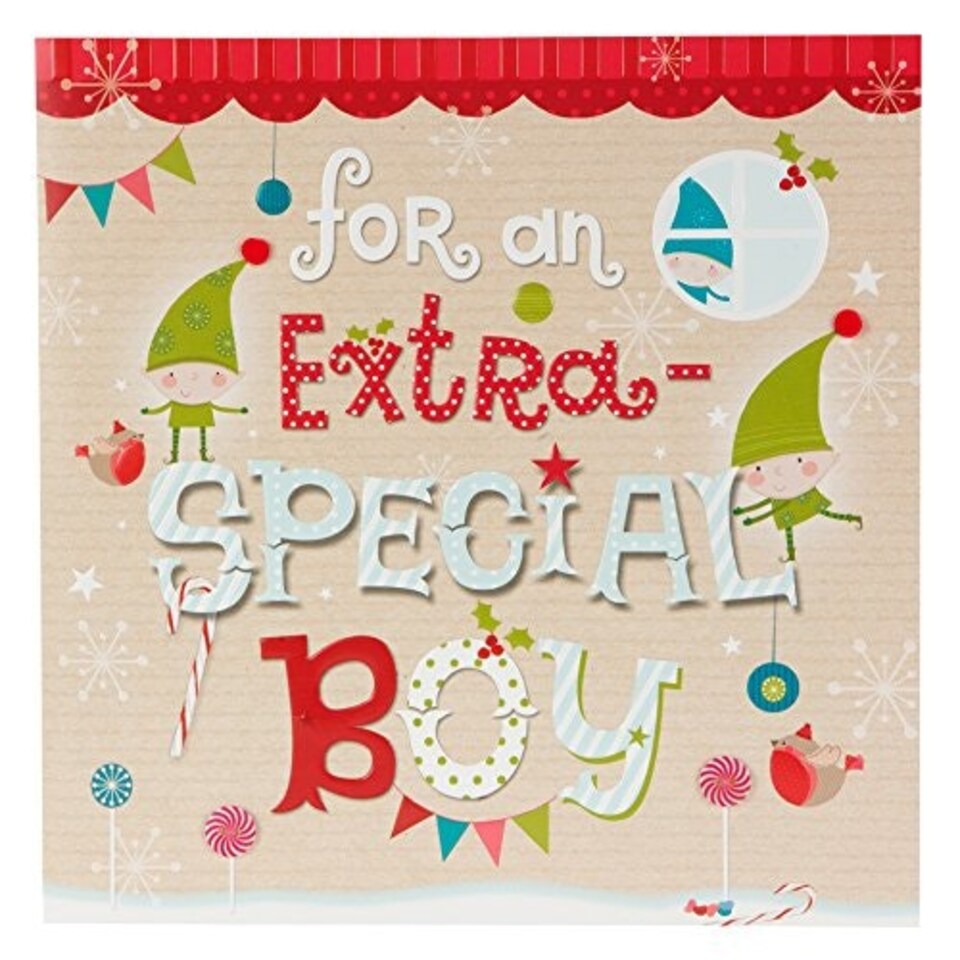 image 1 of Extra Special Boy Christmas Rhyming verse Story-Based Large Handmade Card