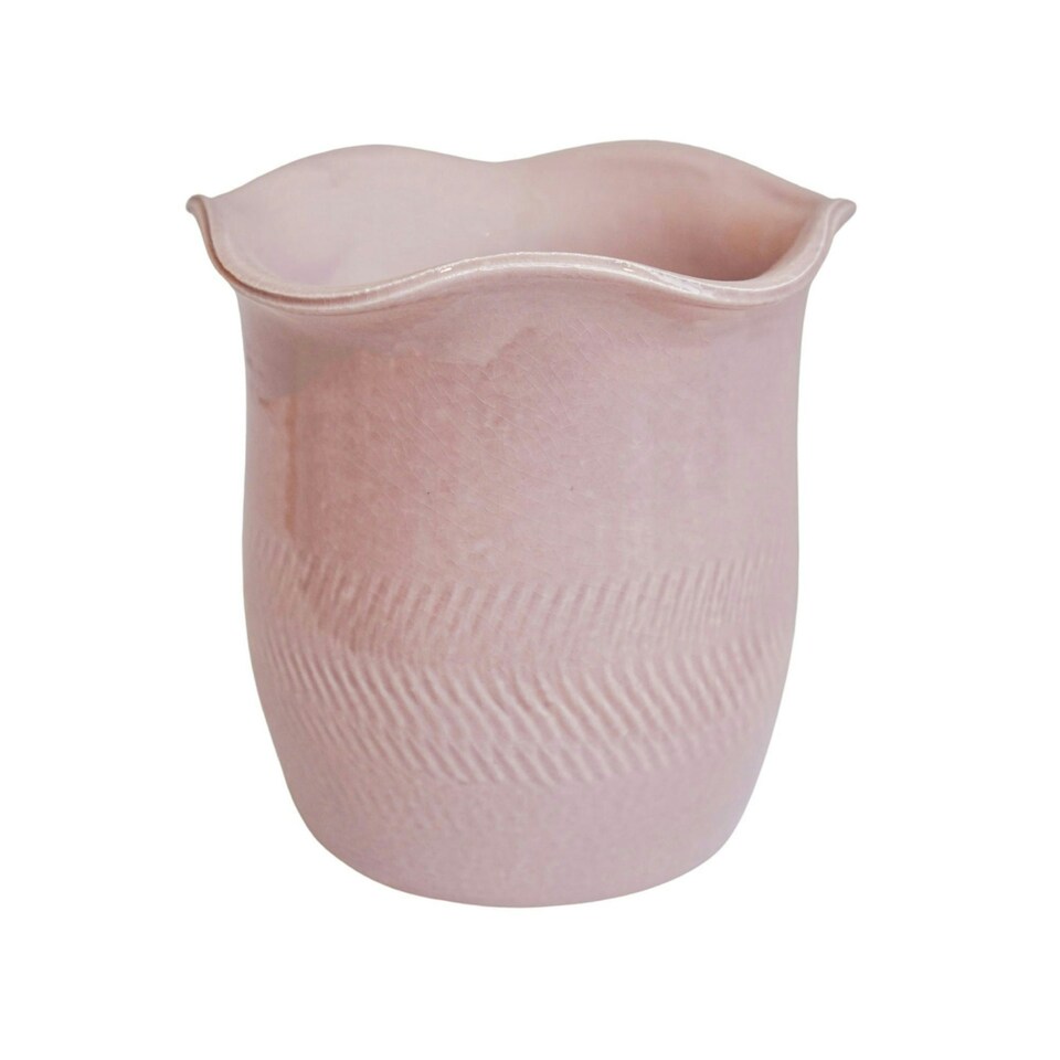 image 1 of Camellia Scalloped Edge Planter White